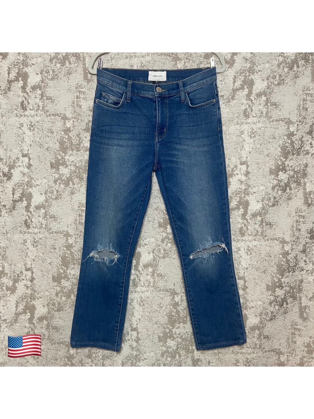 Current/Elliott High Rise Ripped Knee Boyfriend Jeans